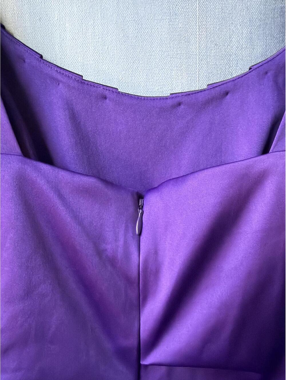 Vintage Suzi Chin Ruched Cocktail Dress Purple Size 8 - Picture 5 of 7